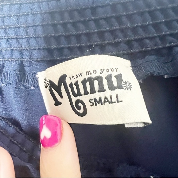 Show Me Your Mumu Navy Ruffle Strapless Dress - Picture 4 of 4